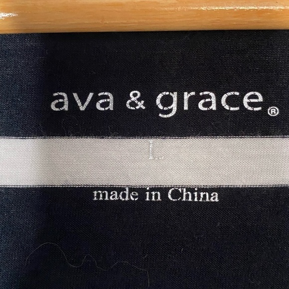 Ava & Grace long sleeve Womens Size Large Black and white stripe high low tunic - Picture 4 of 5